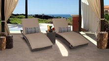Barbados Curved Chaise Set of 2 Outdoor Wicker Patio Furniture With Side Table - TK Classics