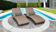 Barbados Curved Chaise Set of 2 Outdoor Wicker Patio Furniture - TK Classics