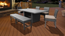 Barbados Rectangular Outdoor Patio Dining Table With 4 Chairs and 1 Bench - TK Classics