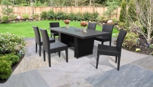 Barbados Rectangular Outdoor Patio Dining Table with 6 Armless Chairs - TK Classics