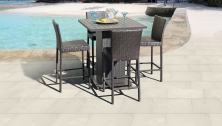 Barbados Pub Table Set With Barstools 5 Piece Outdoor Wicker Patio Furniture - TK Classics