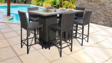 Barbados Pub Table Set With Barstools 8 Piece Outdoor Wicker Patio Furniture - TK Classics