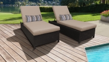Barbados Wheeled Chaise Set of 2 Outdoor Wicker Patio Furniture - TK Classics