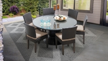 Belle 60 Inch Outdoor Patio Dining Table with 6 Armless Chairs - TK Classics