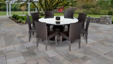 Belle 60 Inch Outdoor Patio Dining Table with 8 Armless Chairs - TK Classics