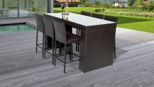 Belle Bar Table Set With Barstools 7 Piece Outdoor Wicker Patio Furniture - TK Classics