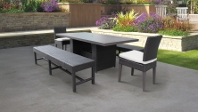 Belle Rectangular Outdoor Patio Dining Table With 2 Chairs and 2 Benches - TK Classics