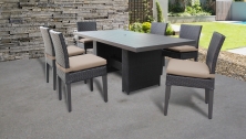 Belle Rectangular Outdoor Patio Dining Table with 6 Armless Chairs - TK Classics