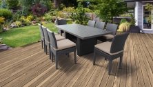 Belle Rectangular Outdoor Patio Dining Table with 8 Armless Chairs - TK Classics