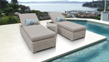 Coast Chaise Set of 2 Outdoor Wicker Patio Furniture With Side Table - TK Classics