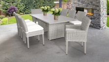 Coast Rectangular Outdoor Patio Dining Table with 6 Armless Chairs and 2 Chairs w/ Arms - TK Classics