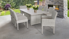 Coast Rectangular Outdoor Patio Dining Table with 6 Armless Chairs and 2 Chairs w/ Arms - TK Classics