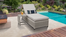 Coast Wheeled Chaise Outdoor Wicker Patio Furniture and Side Table - TK Classics