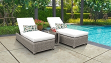 Coast Wheeled Chaise Set of 2 Outdoor Wicker Patio Furniture and Side Table - TK Classics