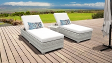 Fairmont Chaise Set of 2 Outdoor Wicker Patio Furniture With Side Table - TK Classics