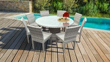Fairmont 60 Inch Outdoor Patio Dining Table with 8 Armless Chairs - TK Classics