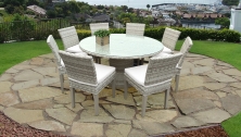 Fairmont 60 Inch Outdoor Patio Dining Table with 8 Armless Chairs - TK Classics