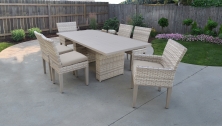 Fairmont Rectangular Outdoor Patio Dining Table with 4 Armless Chairs and 2 Chairs w/ Arms - TK Classics