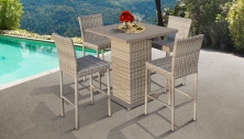 Fairmont Pub Table Set With Barstools 5 Piece Outdoor Wicker Patio Furniture - TK Classics