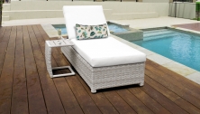 Fairmont Wheeled Chaise Outdoor Wicker Patio Furniture and Side Table - TK Classics