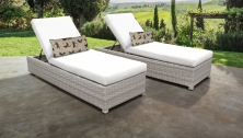 Fairmont Wheeled Chaise Set of 2 Outdoor Wicker Patio Furniture - TK Classics