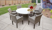Florence 60 Inch Outdoor Patio Dining Table with 6 Chairs w/ Arms - TK Classics