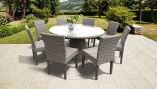 Florence 60 Inch Outdoor Patio Dining Table with 8 Armless Chairs - TK Classics