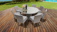 Florence 60 Inch Outdoor Patio Dining Table with 8 Armless Chairs - TK Classics
