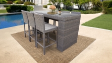 Florence Bar Table Set With Barstools 7 Piece Outdoor Wicker Patio Furniture - TK Classics