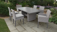 Florence Rectangular Outdoor Patio Dining Table with 4 Armless Chairs and 2 Chairs w/ Arms - TK Classics