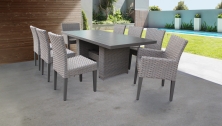 Florence Rectangular Outdoor Patio Dining Table With 6 Armless Chairs And 2 Chairs W/ Arms - TK Classics