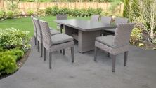 Florence Rectangular Outdoor Patio Dining Table with 8 Armless Chairs - TK Classics
