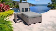 Florence Wheeled Chaise Outdoor Wicker Patio Furniture and Side Table - TK Classics