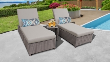 Florence Wheeled Chaise Set of 2 Outdoor Wicker Patio Furniture and Side Table - TK Classics