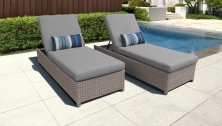 Florence Wheeled Chaise Set of 2 Outdoor Wicker Patio Furniture - TK Classics