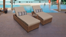 Laguna Chaise Set of 2 Outdoor Wicker Patio Furniture With Side Table - TK Classics