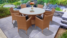 Laguna 60 Inch Outdoor Patio Dining Table with 6 Chairs w/ Arms - TK Classics
