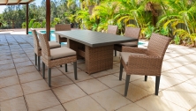 Laguna Rectangular Outdoor Patio Dining Table with with 4 Armless Chairs and 2 Chairs w/ Arms - TK Classics