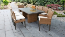 Laguna Rectangular Outdoor Patio Dining Table with with 6 Armless Chairs and 2 Chairs w/ Arms - TK Classics