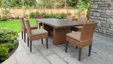 Laguna Rectangular Outdoor Patio Dining Table with 6 Armless Chairs - TK Classics