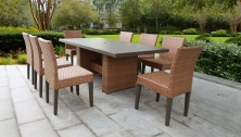 Laguna Rectangular Outdoor Patio Dining Table with 8 Armless Chairs - TK Classics