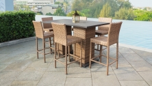 Laguna Pub Table Set With Barstools 8 Piece Outdoor Wicker Patio Furniture - TK Classics