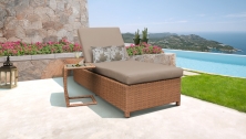 Laguna Wheeled Chaise Outdoor Wicker Patio Furniture and Side Table - TK Classics
