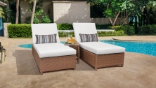Laguna Wheeled Chaise Set of 2 Outdoor Wicker Patio Furniture and Side Table - TK Classics