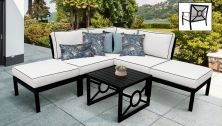 kathy ireland Homes & Gardens Madison Ave. 6 Piece Outdoor Aluminum Patio Furniture Set 06b - TK Classics