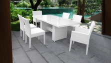 Miami Rectangular Outdoor Patio Dining Table with with 4 Armless Chairs and 2 Chairs w/ Arms - TK Classics