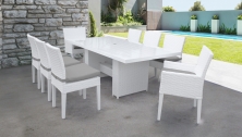Miami Rectangular Outdoor Patio Dining Table with with 6 Armless Chairs and 2 Chairs w/ Arms - TK Classics
