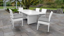 Miami Rectangular Outdoor Patio Dining Table with 6 Armless Chairs - TK Classics