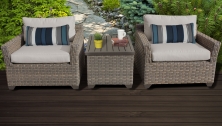Monterey 3 Piece Outdoor Wicker Patio Furniture Set 03a - TK Classics