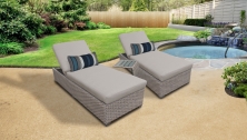 Monterey Chaise Set of 2 Outdoor Wicker Patio Furniture With Side Table - TK Classics